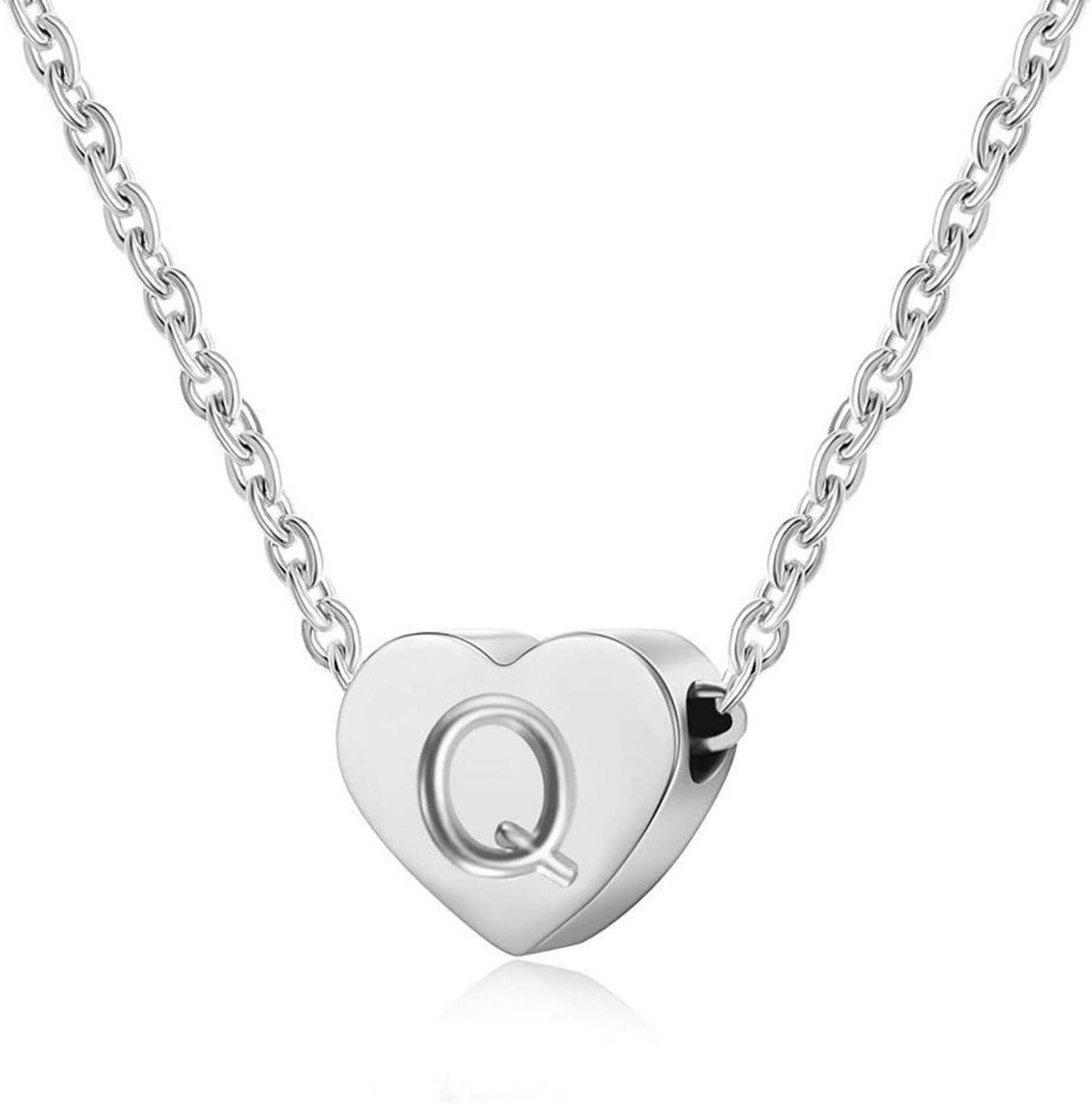 Kette und Anhänger Set Silber Damen Halskette mit Klein Buchstabenherz Anhänger