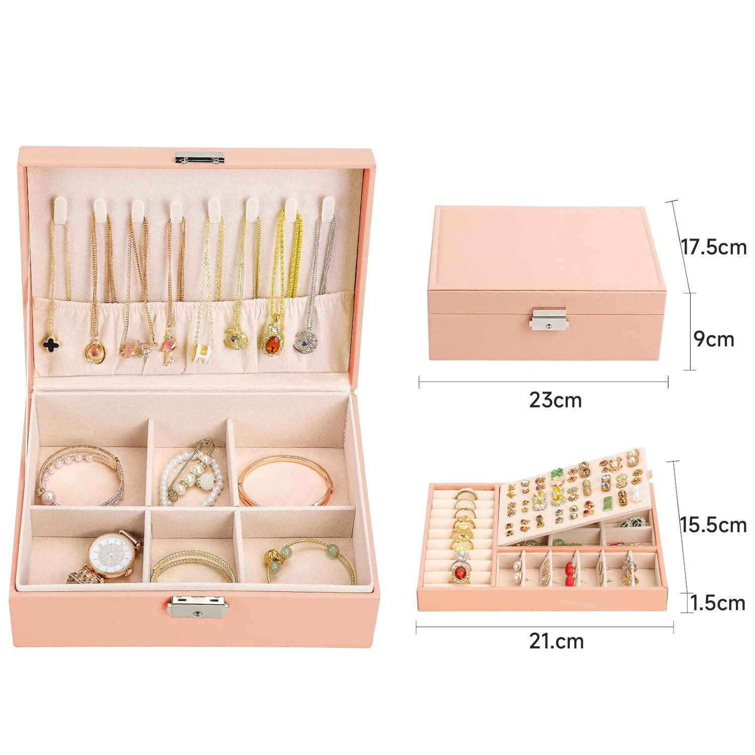 OSTWOLKE Schmuckkasten 2 Schichten Schmuckkästchen Schmuckschatulle Schmuck günstig online kaufen