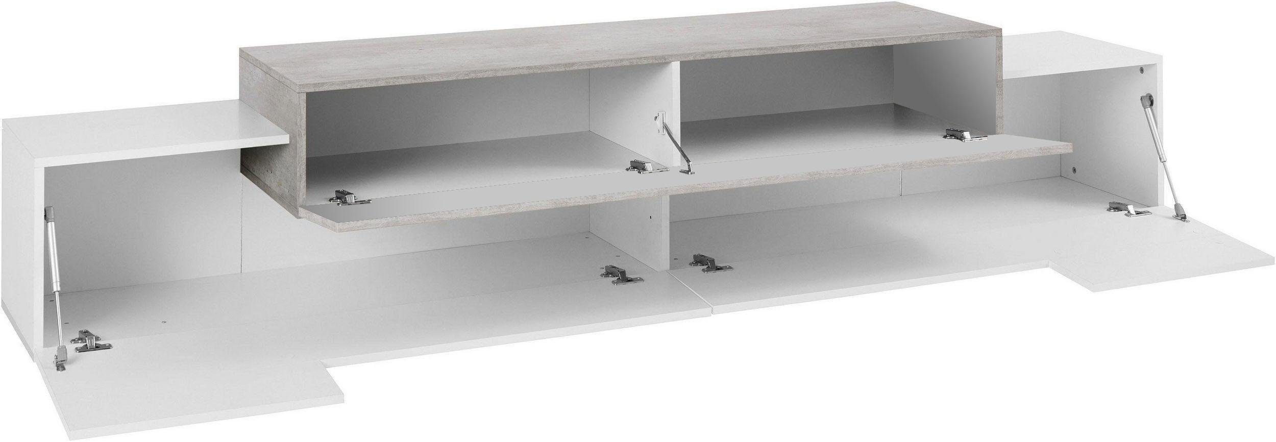 INOSIGN Lowboard Coro,Lowboard,TV-Kommode,TV-Möbel,TV-Bank, mit 3 Klappen, (B/T/H) 240x45x51,6 cm