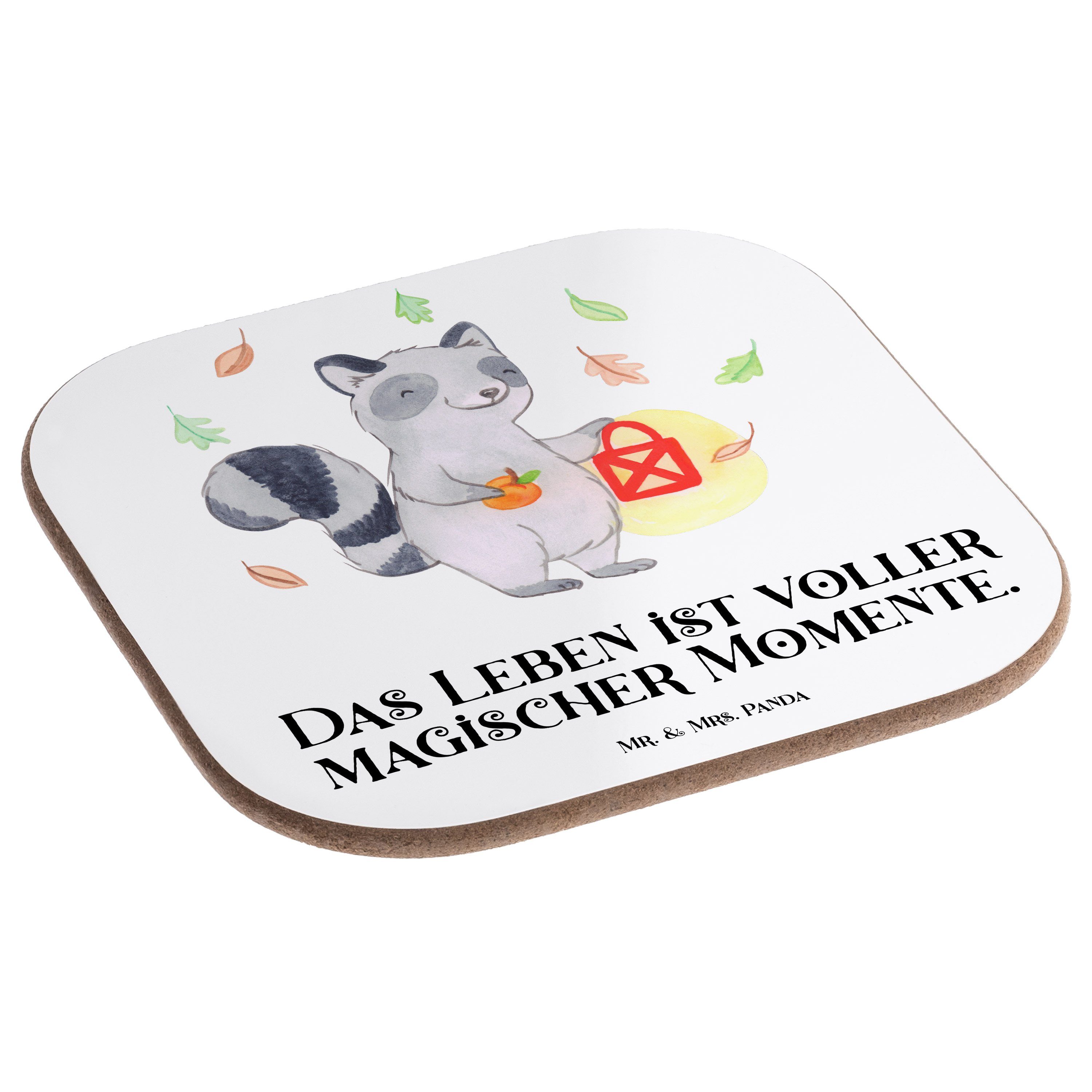 Mr. & Mrs. Gläser, Weiß Panda Untersetzer Geschenk, Dekorat, Deko, - Getränkeuntersetzer - Laterne 1-tlg. Waschbär