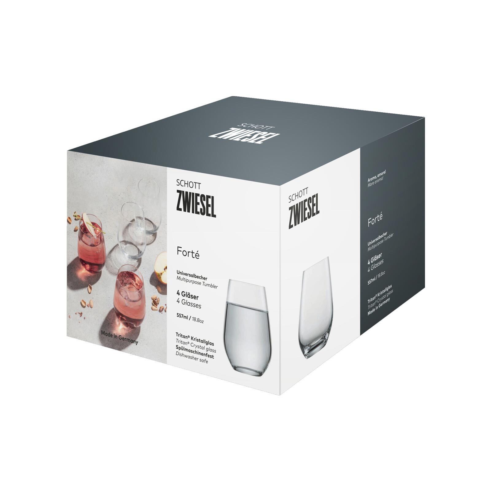 SCHOTT-ZWIESEL Longdrinkglas Forté Universalbecher 557 ml 4er Set, 4-tlg., Glas