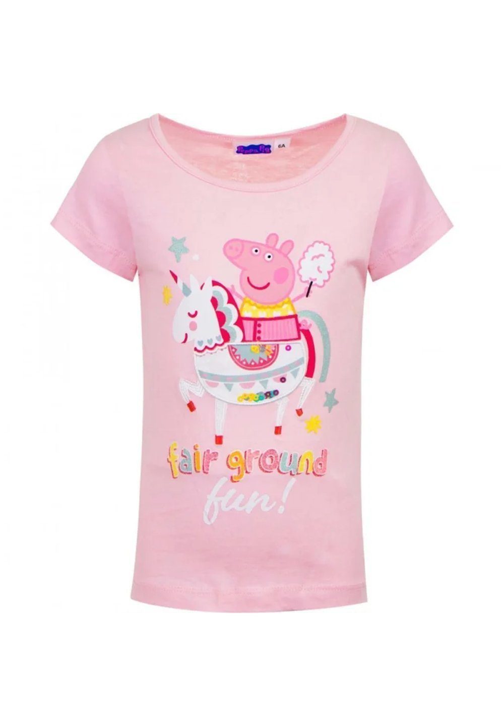 Peppa Pig T-Shirt Peppa Fair Ground Fun Mädchen Kurzarm-Shirt Oberteil Rosa