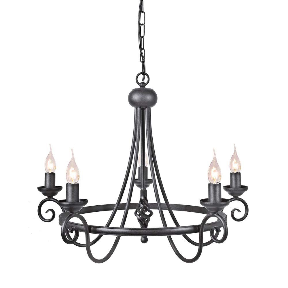 Elstead LIGHTING Kronleuchter, Leuchtmittel nicht inklusive, Kronleuchter Hängelampe Deckenleuchte Stahl Schwarz D 58 cm