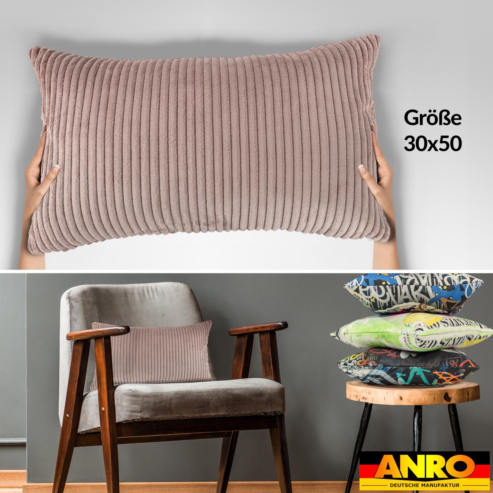 ANRO Dekokissen Kissenhülle MIT oder OHNE Füllung Kissenbezug Zierkissen, Kissenüberzug ohne Füllung Cordsamt 40x40cm Einfarbig Altrosa – Bild 4 von 5