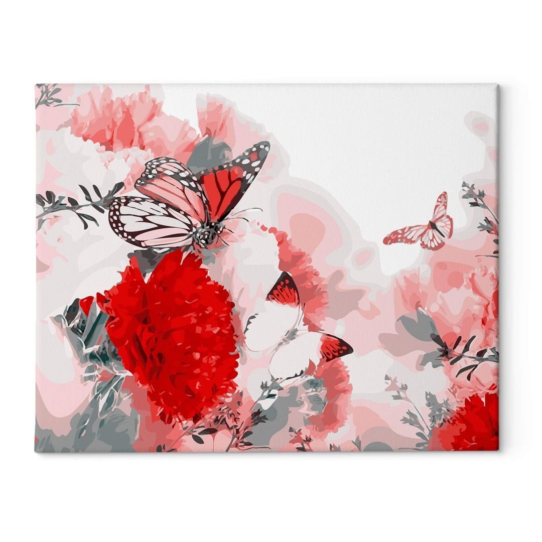 Kunstwerk eigenes ausmalen Leinwandbild, Wall Malset Schmetterling Art Leinwandbild nach K&L Acryl Motiv Zahlen Malen 50x40cm