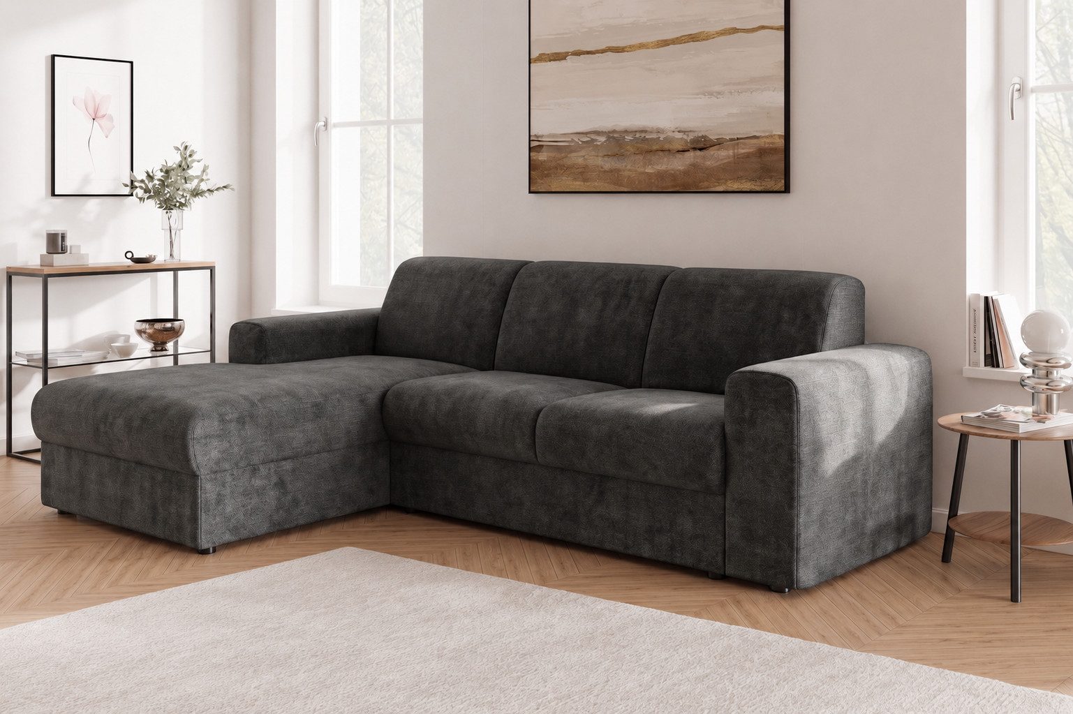 OTTO home Ecksofa BORNHOLM 2.0 L-Form, Breite 220 cm, Verlässliche Qualität, Struktur, Recamiere links/rechts bestellbar, Bezug - Chenille oder Struktur