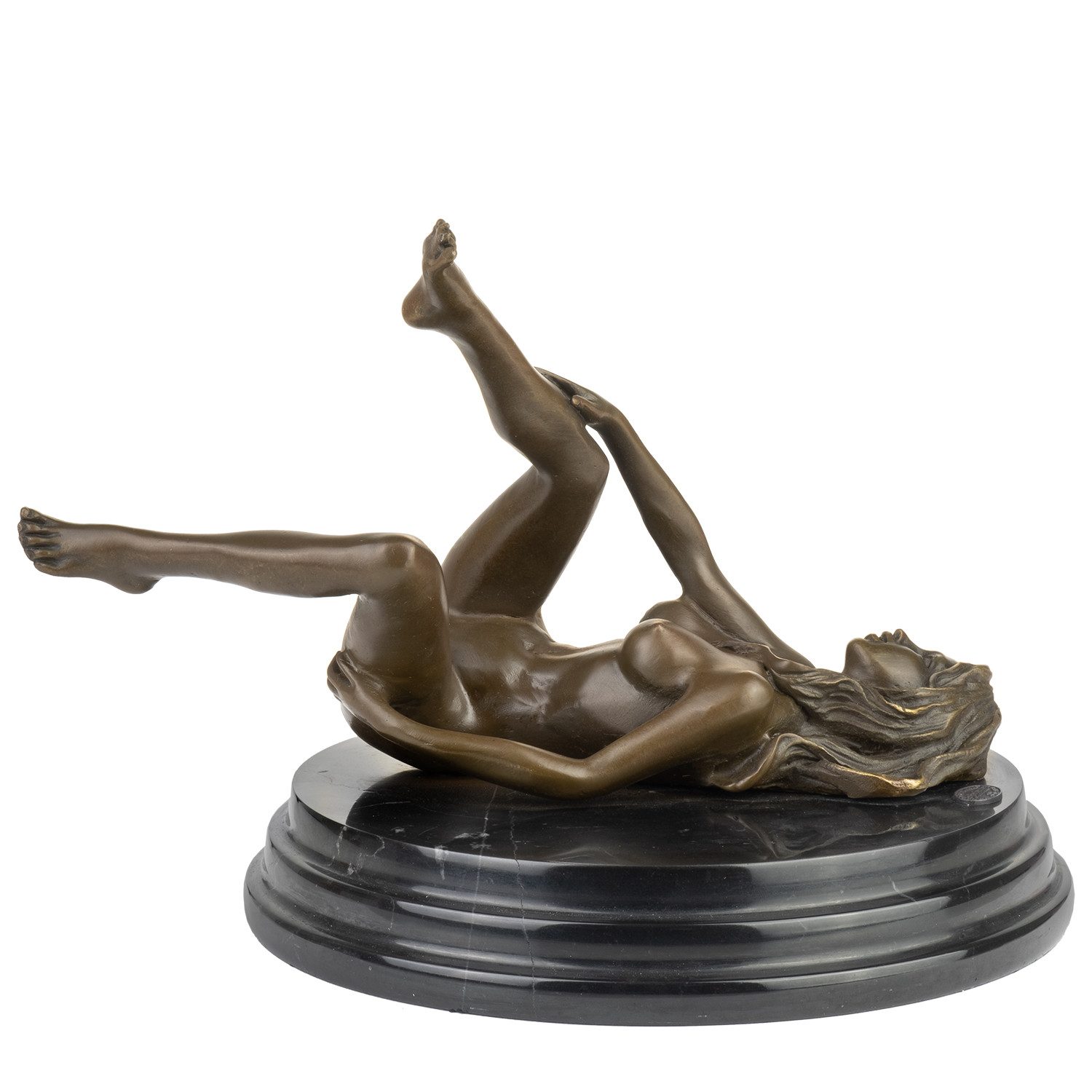 Moritz Skulptur Bronzeskulptur weiblicher Akt auf Marmorsockel - 16,5 cm hoch, erotische Darstellung Frau Skulptur Statue