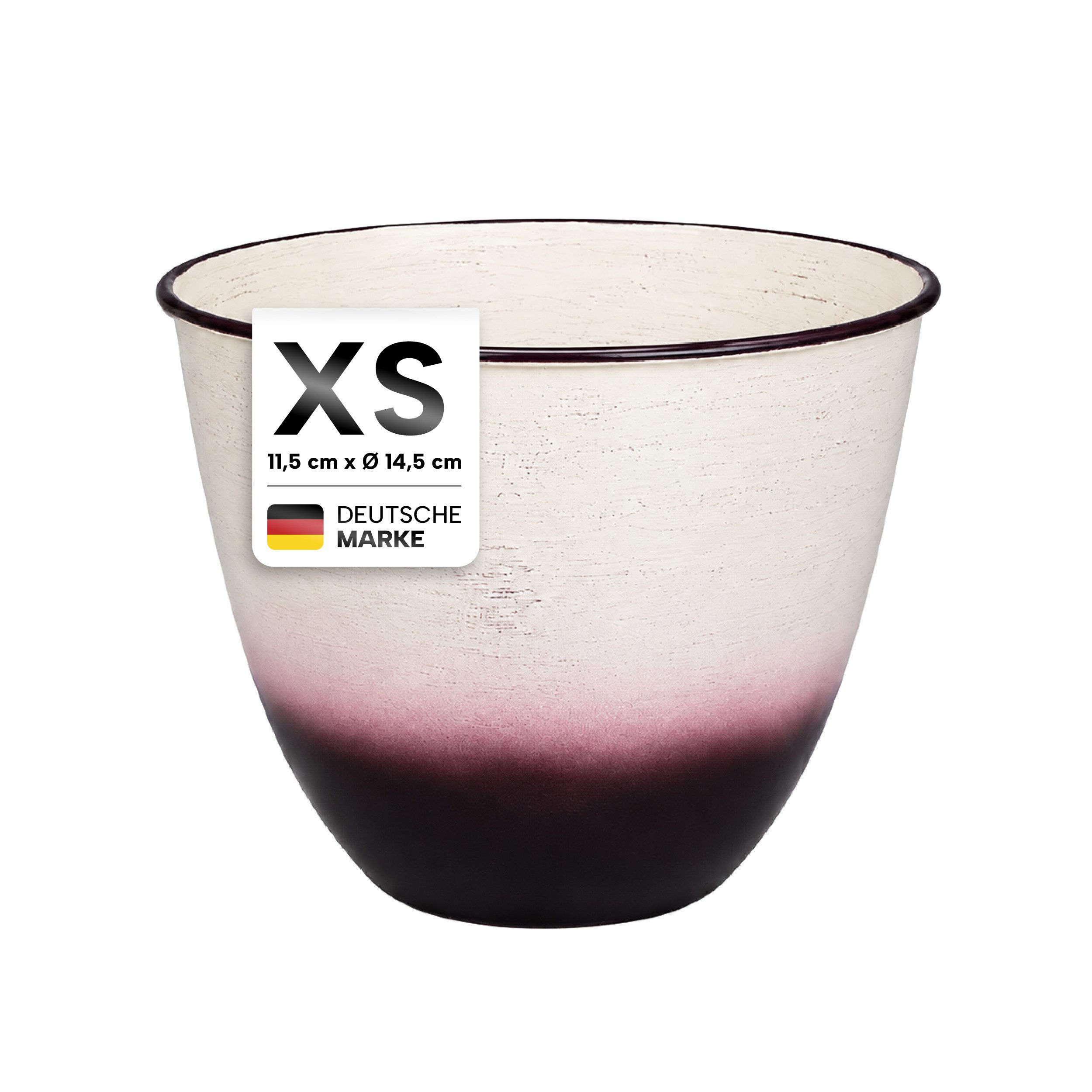 NATIV Blumentopf aus Metall, handgefertigt in Weiß-Violett, Größe XS-XL, besonders leicht, handgefertigt