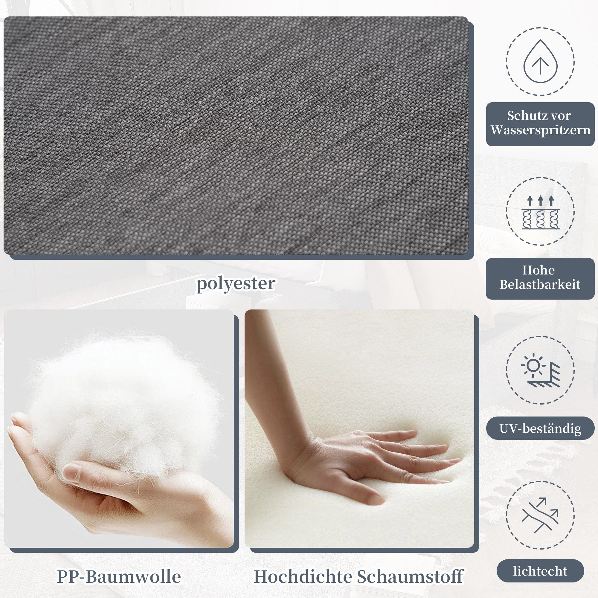 Odikalo Gartenlounge-Set Gartenmöbel Glounge Gartenmöbelset mit Geflochtene Armlehne, (Garten-Essgruppe, Bietet Platz für bis zu 8 Personen, verzinkte Stahlrohre, Beinhaltet ein Ecksofa, einen Esstisch und eine Bank)