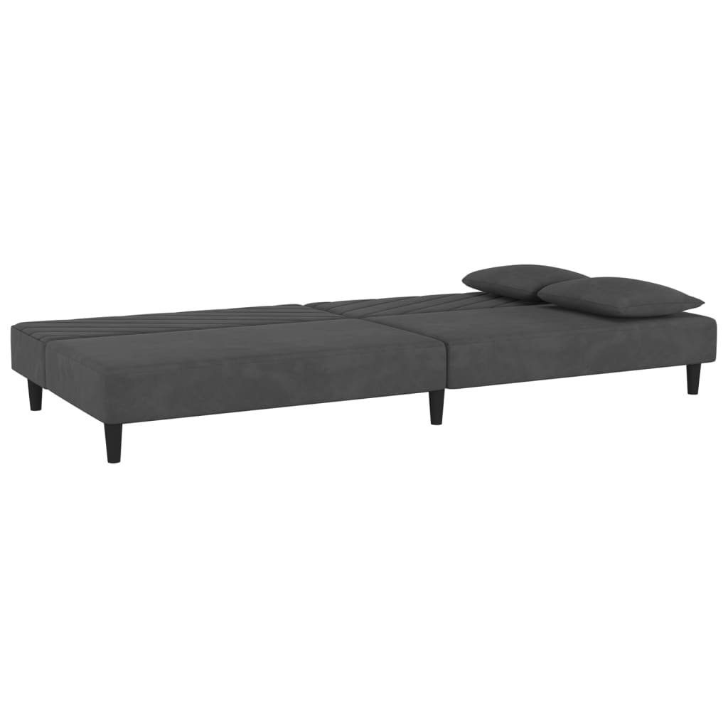 Schlafsofa vidaXL mit 2-Sitzer Sofa 2 Samt Dunkelgrau Kissen