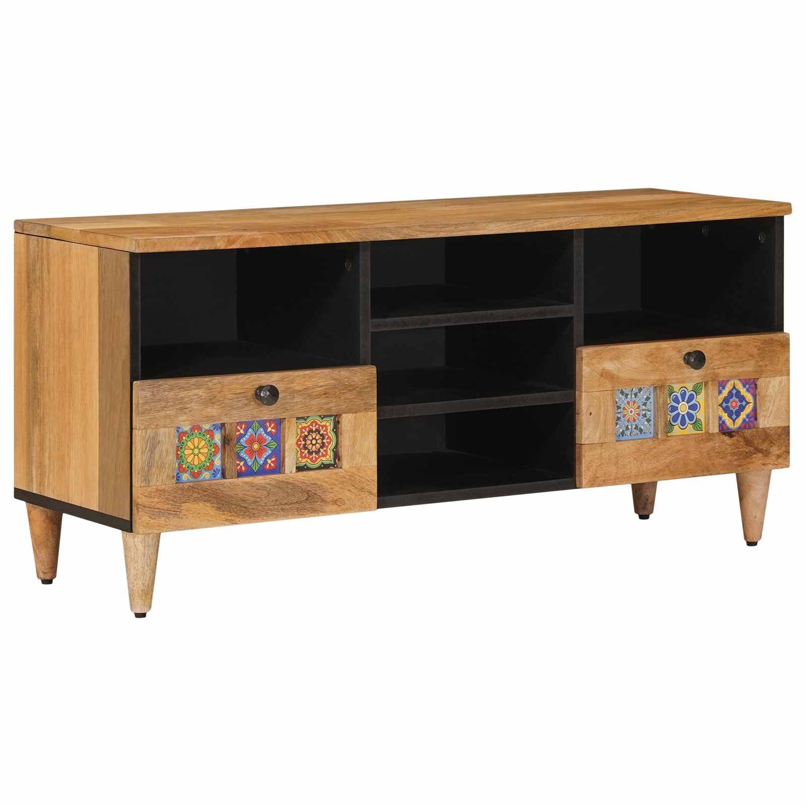 vidaXL TV-Schrank TV-Schränk mit Regal Natur 100 x 33 x 46 cm Massivholz (1-St)