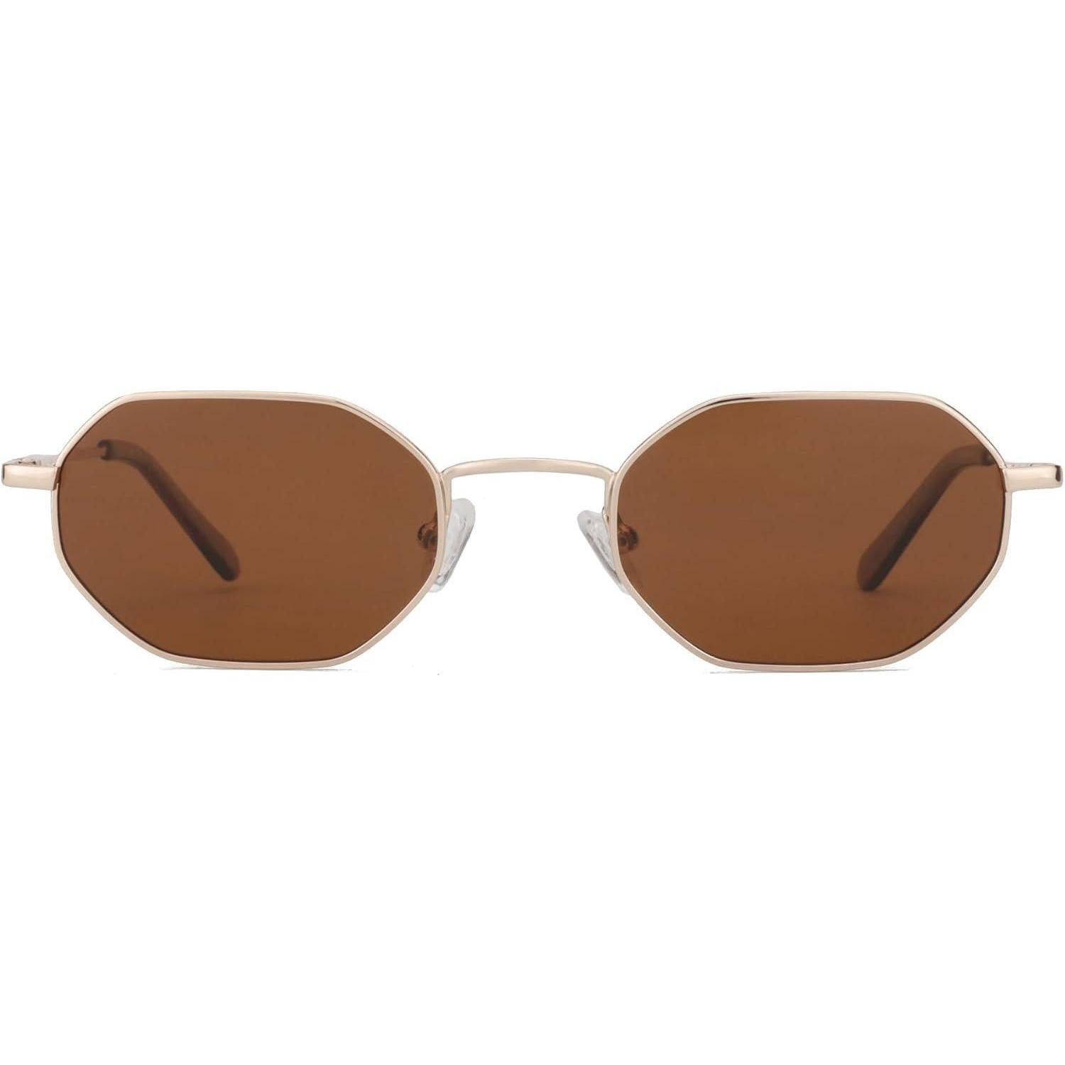 LuxusKollektion Retrosonnenbrille Sonnenbrille Achteckig Polarisiert Damen Gold Rahmen Braun Linse (1-St)