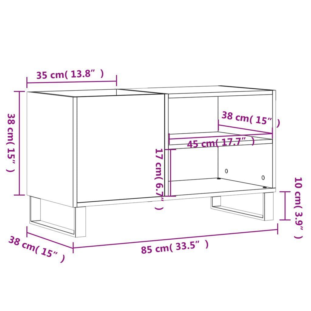 cm Plattenschrank Holzwerkstoff, 1-tlg. Grau Sonoma vidaXL Media-Regal 85x38x48