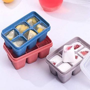 Fivejoy Kastenform Quadratische Eisgitterbox selbstgemachtes Silikoneisgitter, (Mini-Eiswürfelschale mit Deckel, Easy Release Eiswürfelschale), 3 Stück