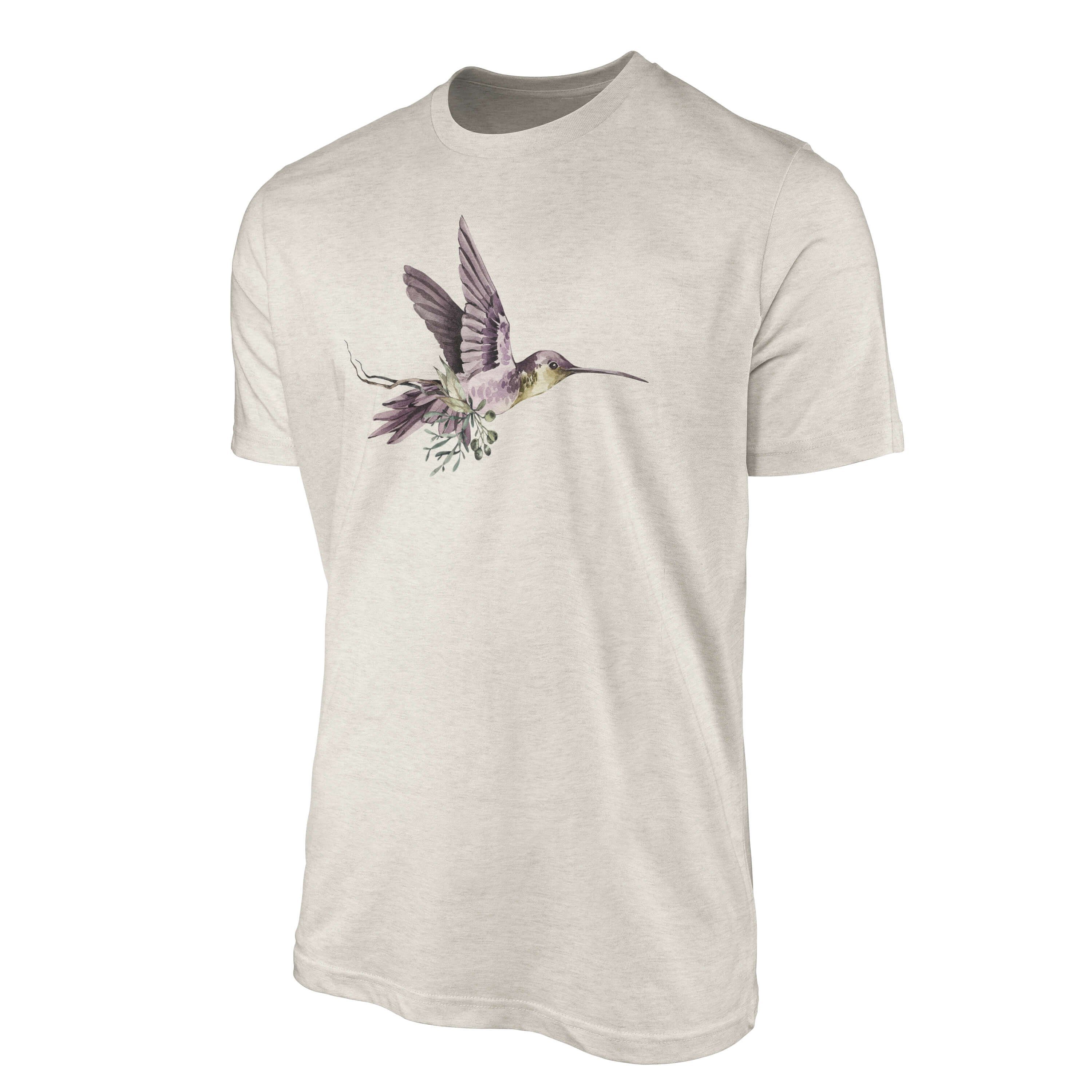 Bio-Baumwolle Motiv T-Shirt Kolibri Art Herren Organic Sinus Farbe Ökomode Aquarell T-Shirt Shirt (1-tlg) Nachhaltig