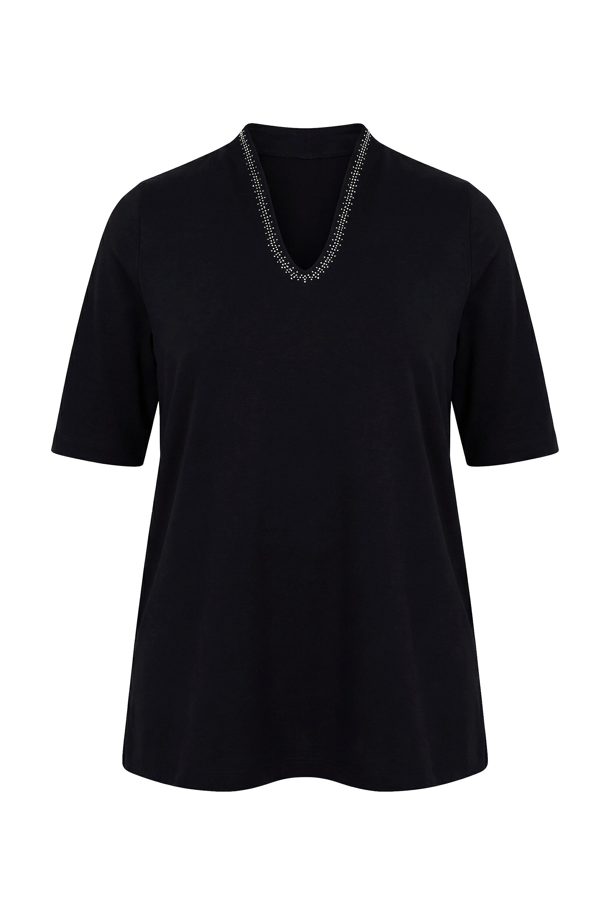 Ulla Popken T-Shirt Shirt A-Linie Kelchkragen Halbarm Pima Cotton günstig online kaufen
