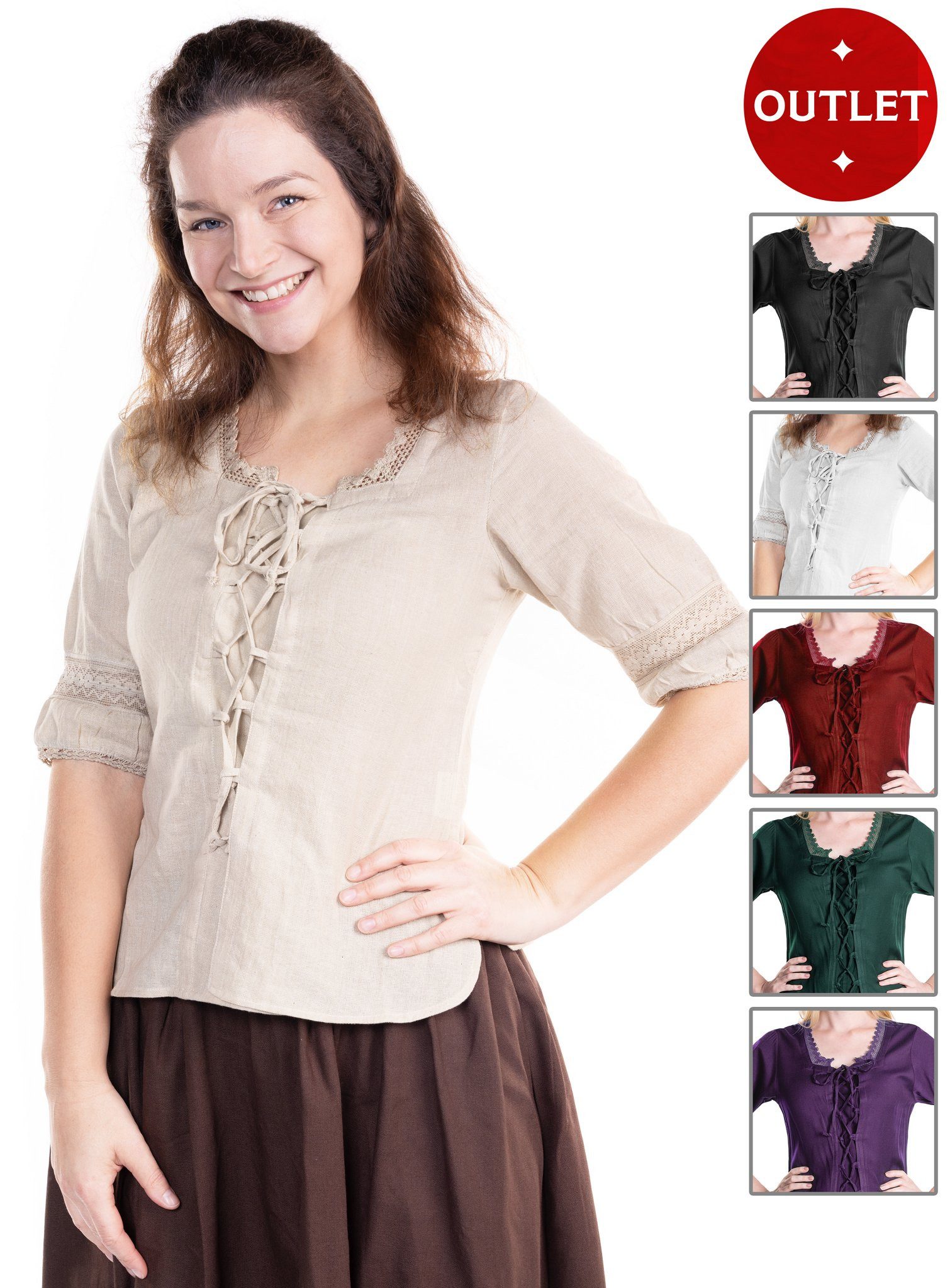 Kostüm Kurzarm Mittelalterbluse - Valeria