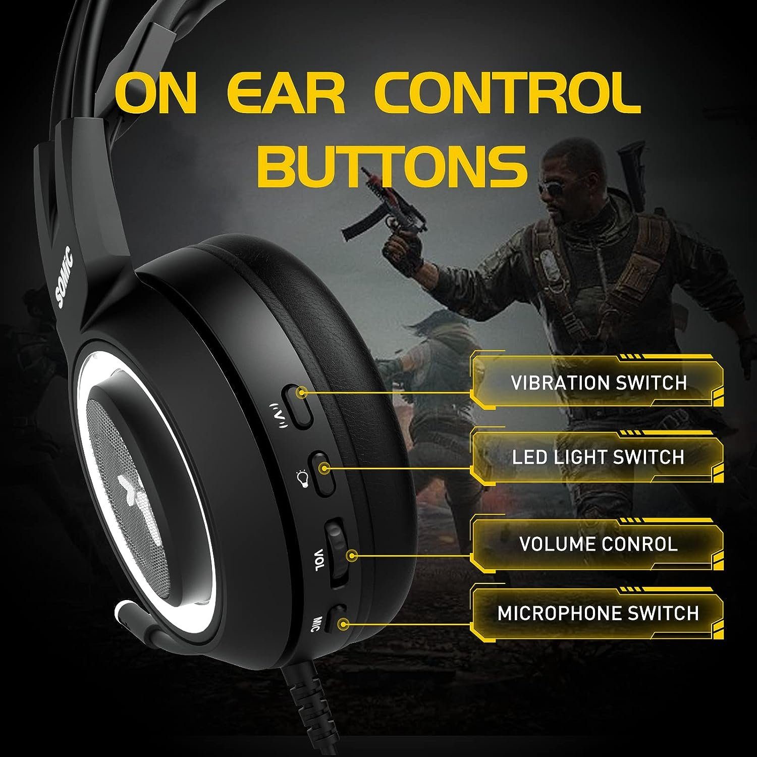 für Somic Sound Gaming-Headset Surround Sound ein 7.1 LED-Licht, Gaming-Headset schwarz) mit Audioerlebnis. 7.1 GS510 Surround eindringliches , (Virtueller