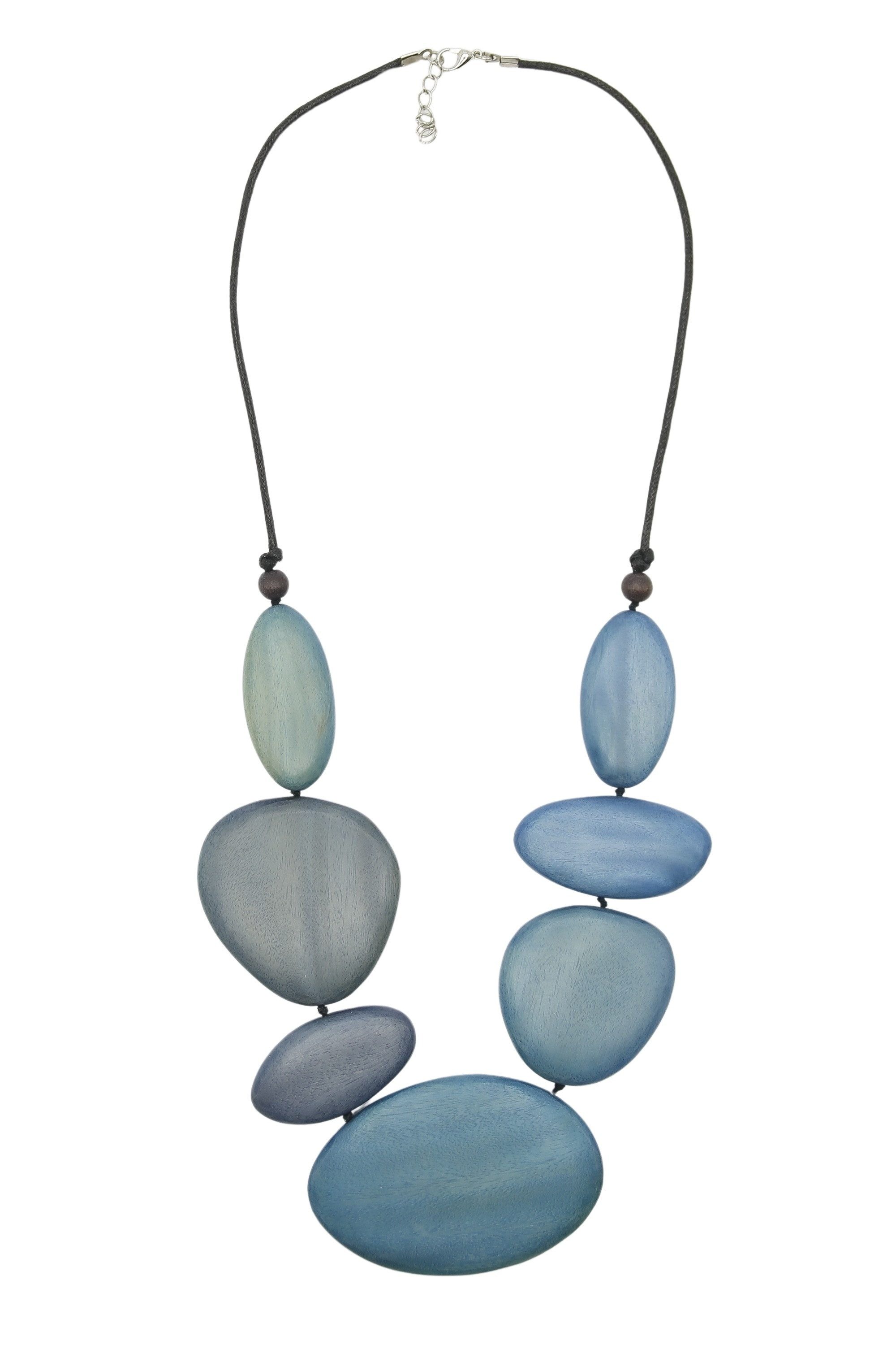COLLEZIONE ALESSANDRO Lange Kette Benisha, flache Holzperlen in verschiedenen Größen und Formen