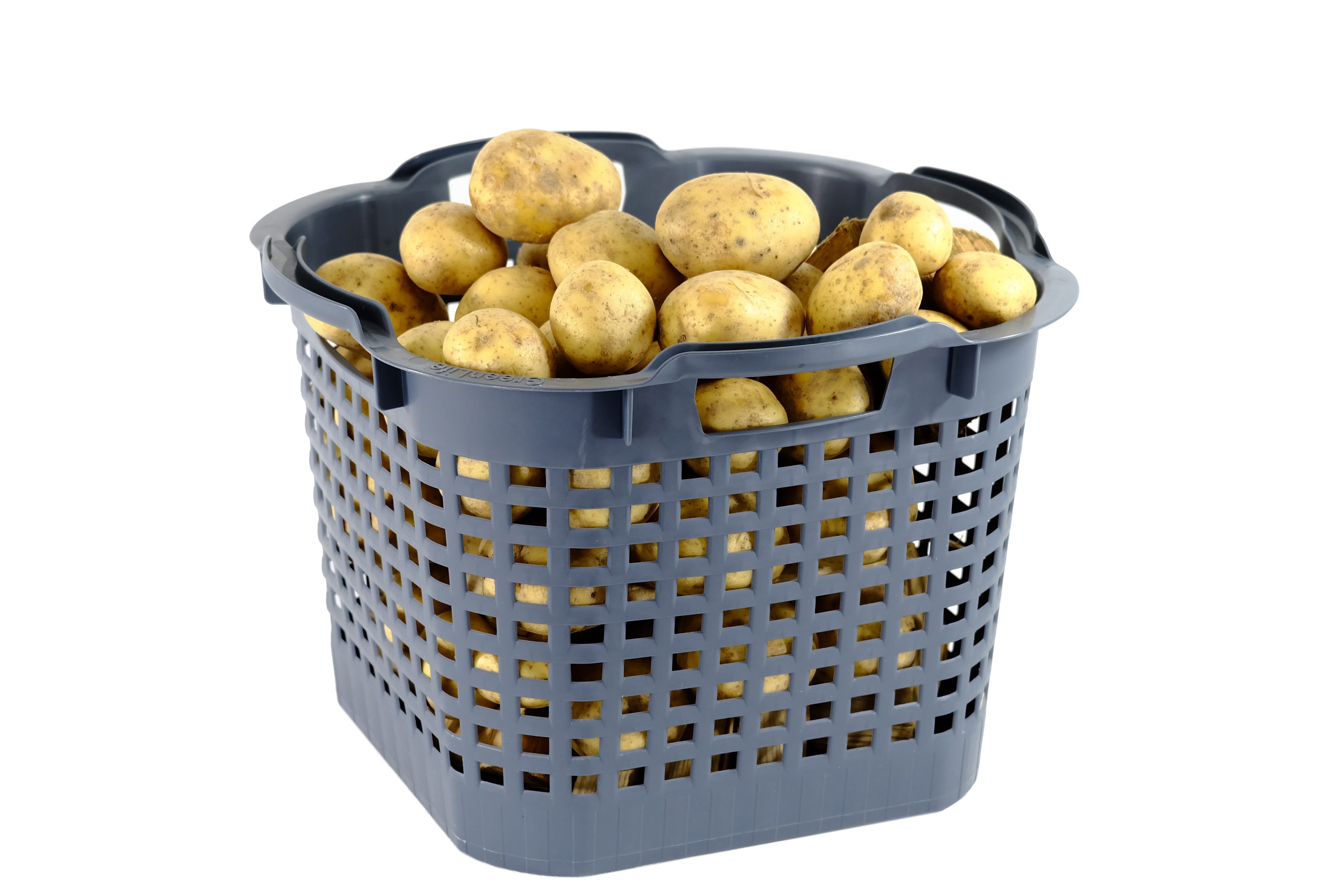 GreenLife Aufbewahrungskorb Uni-Korb 25 kg, 3 Stück, drehstapelbar, grau