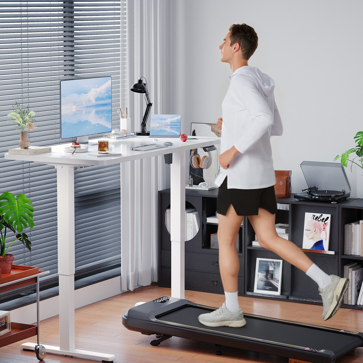 HOMALL Schreibtisch Schreibtisch Höhenverstellbarer mit Gedächtnis und Sitzerinnerung (2-lagige Hohenverstellung mit sitzender Erinnerungsfunktion und USB-Ladeanschluss, ostern geschenke)