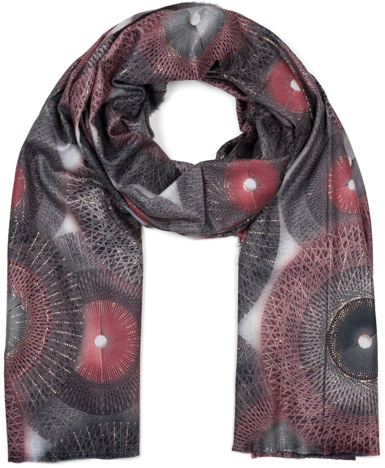styleBREAKER Modeschal Schal Spiralen Muster Metallic Details, (1-St)