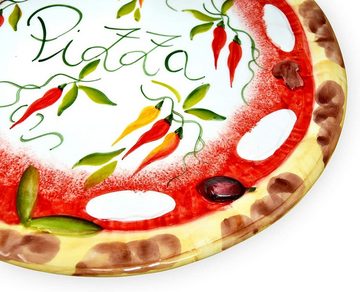 Lashuma Pizzateller Pepperoni, (1 St), Keramik Anrichteteller Ø 33 cm handgemacht