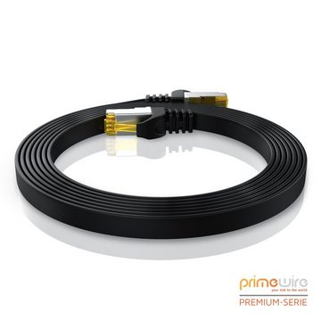 Primewire LAN-Kabel, CAT.7, RJ-45 (Ethernet) (25 cm), CAT 7 Flachband Gigabit Netzwerkkabel 10 Gbit/s Patchkabel flach 0,25m