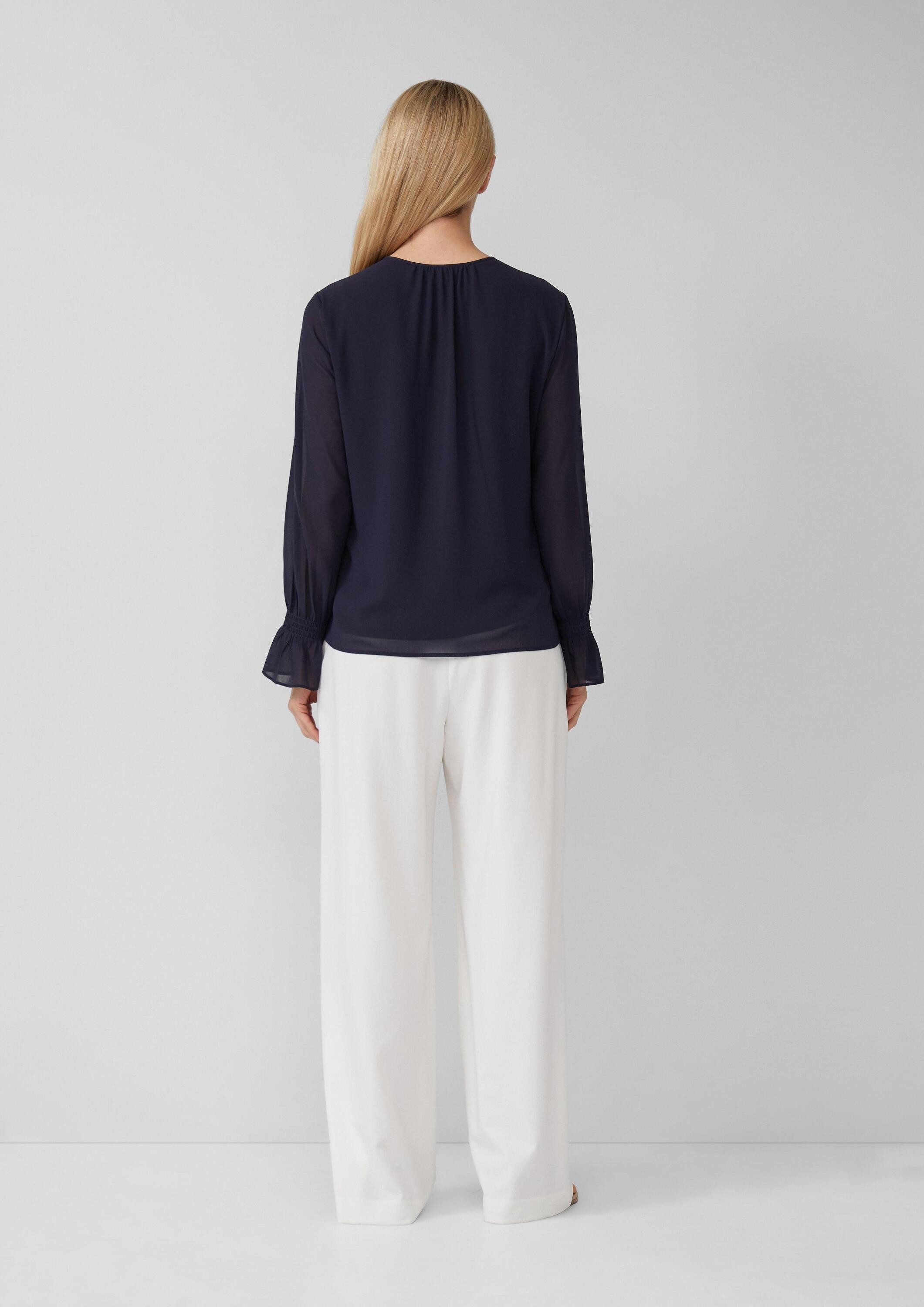 s.Oliver Langarmbluse Bluse Chiffonbluse mit Volants