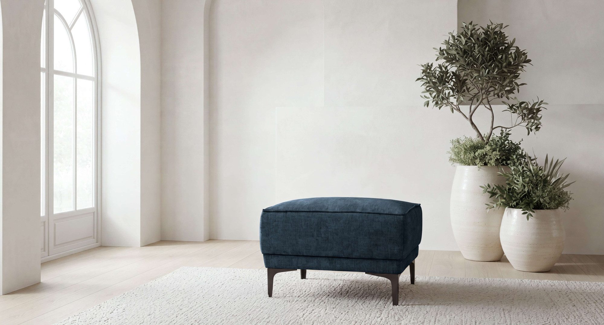OTTO home Polsterhocker Oland, Pouf, passend zur Serie OLAND, Chenille-Bezug, passend zur Serie OLAND