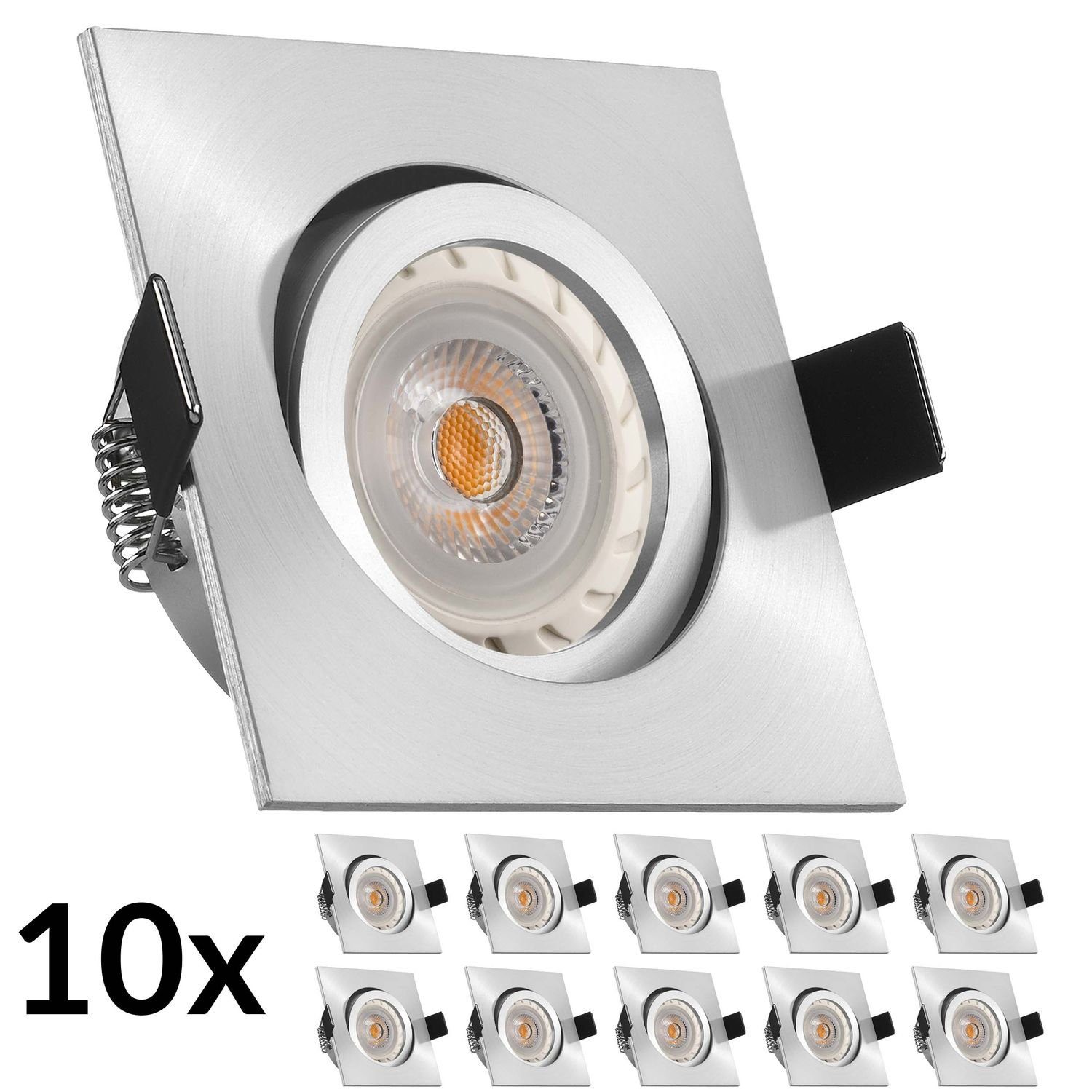 mit GU10 matt Set LEDANDO Markenstrahler LED Aluminium LED Einbaustrahler LED 10er Einbaustrahler