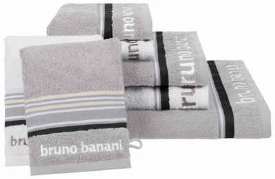 Bruno Banani Handtuch Set »Maja« (Set, 7-tlg), mit farbiger Bordüre und Markenlogo, 7 teiliges Handtücher Set aus 100% Baumwolle