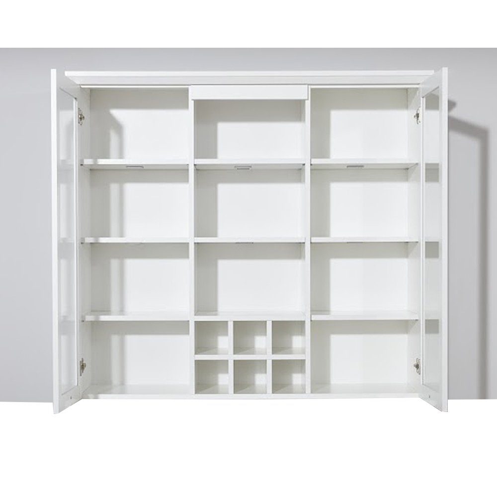 trendteam Vitrinenaufsatz, Aufsatz-Stauraumvitrine Glasvitrine Vitrine Schrank Weiß 119x106x36cm