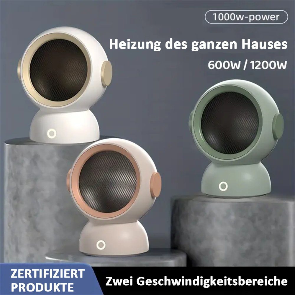 TUABUR Heizlüfter 1200 W im PTC-Keramik-Heizlüfter für Grün Heimbüro Winter