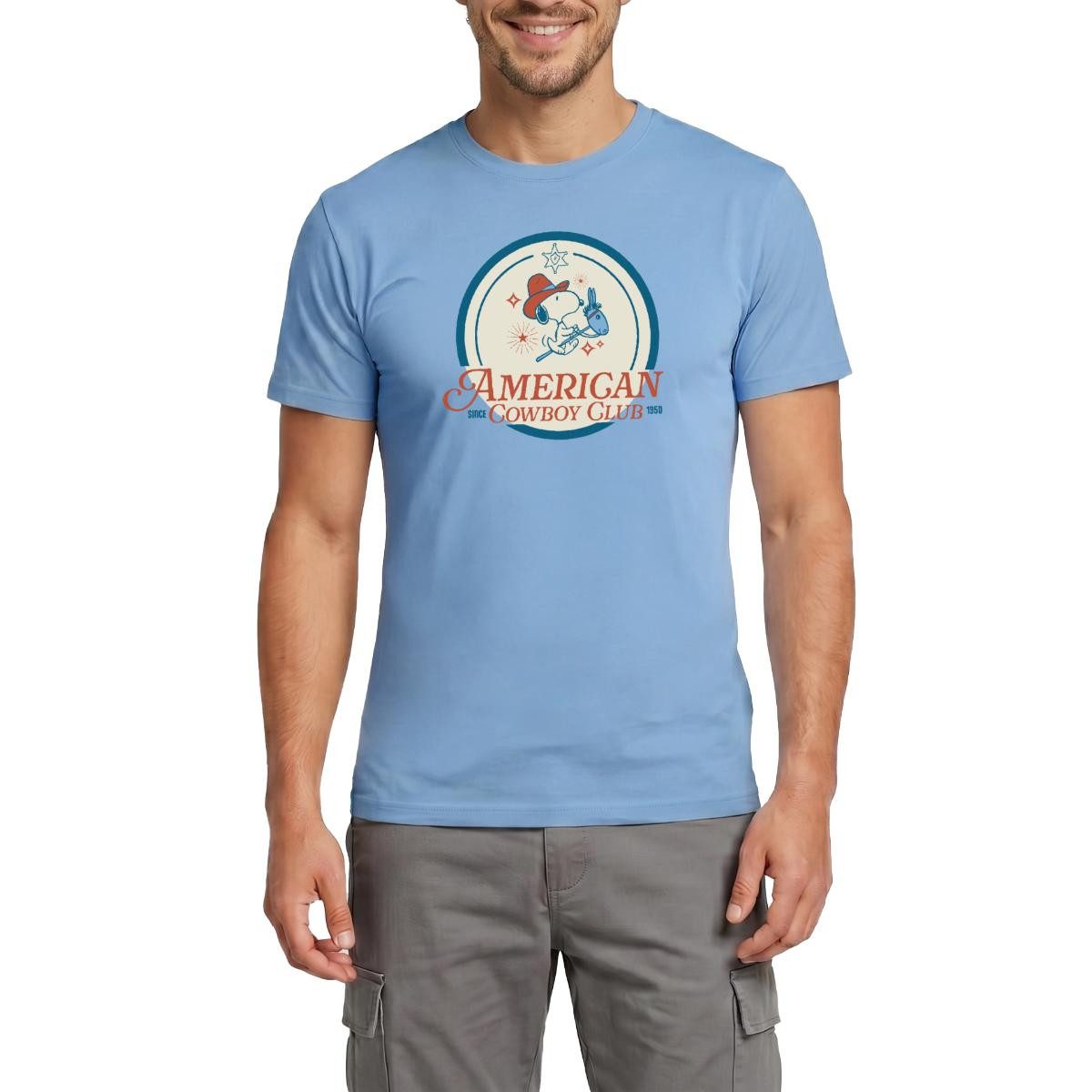 Spreadshirt T-Shirt Peanuts Snoopy American Cowboy Club Männer T-Shirt (1-tlg)