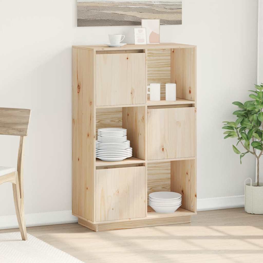 furnicato Highboard aus massivem Kiefernholz 74 x 35 x 117 cm naturfarben (1 St), Stauraum-Sideboard mit flexiblen Türen für den Wohnraum, unbehandelt
