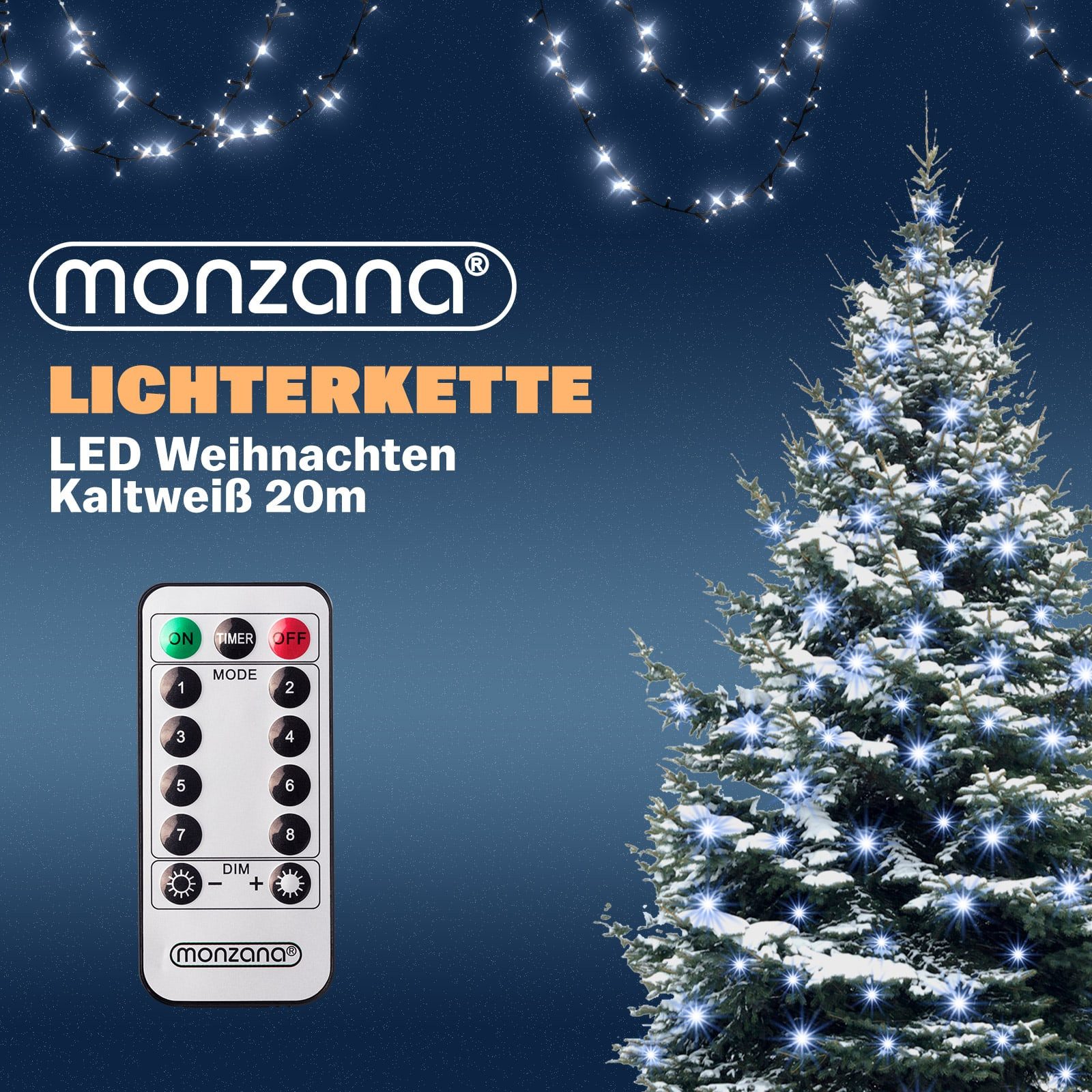 monzana Lichterkette, 200/400/600 LEDs warmweiß/kaltweiß/bunt Weihnachtsbaum