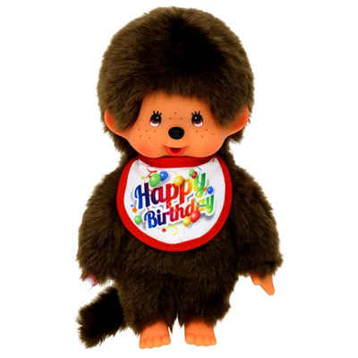 Monchhichi Plüschfigur Junge mit Geburtstag Latz Happy Birthday 20 cm Monchhichi Puppe
