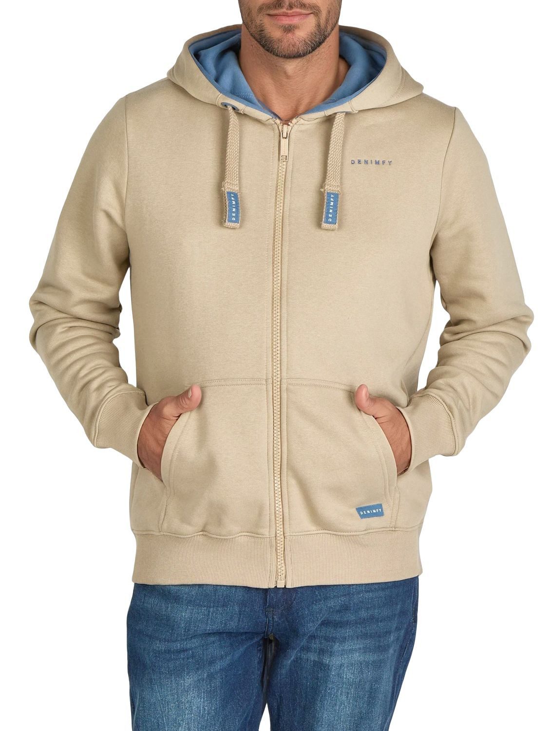 DENIMFY Kapuzensweatjacke Herren Sweatjacke DFLeo Regular Fit Hoodie mit Kängurutasche