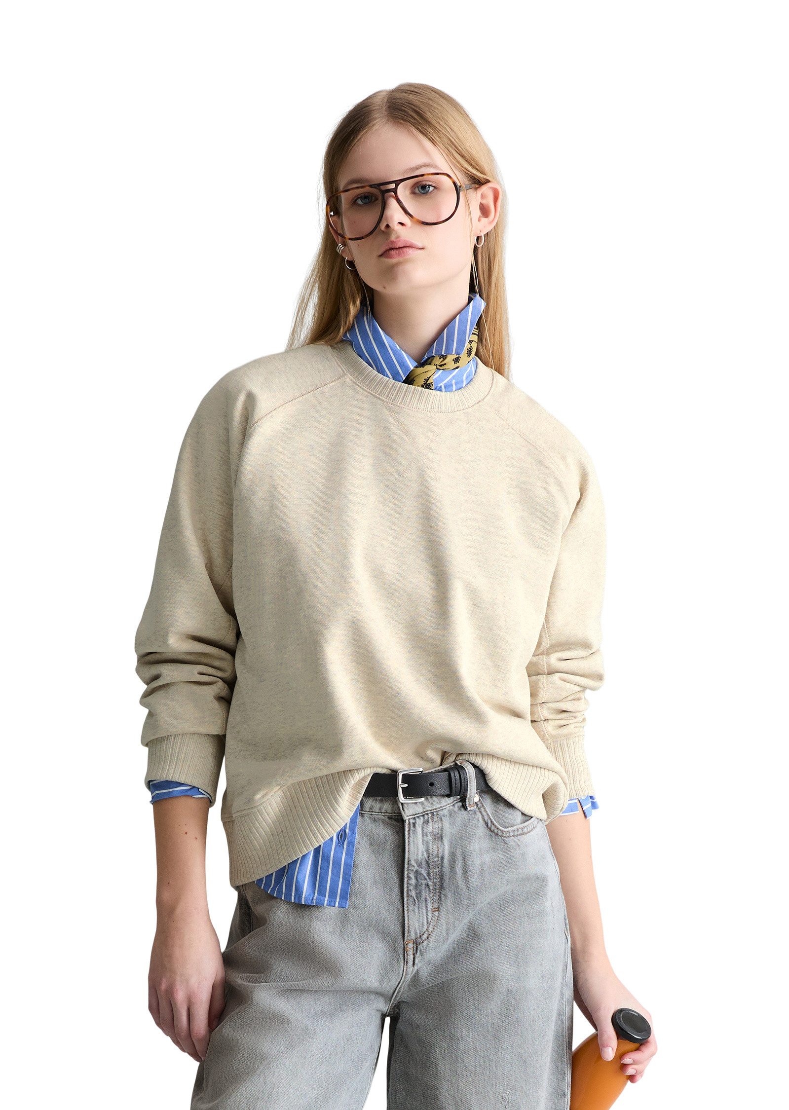 Marc O'Polo DENIM Sweatshirt mit Rippstrick-Bündchen