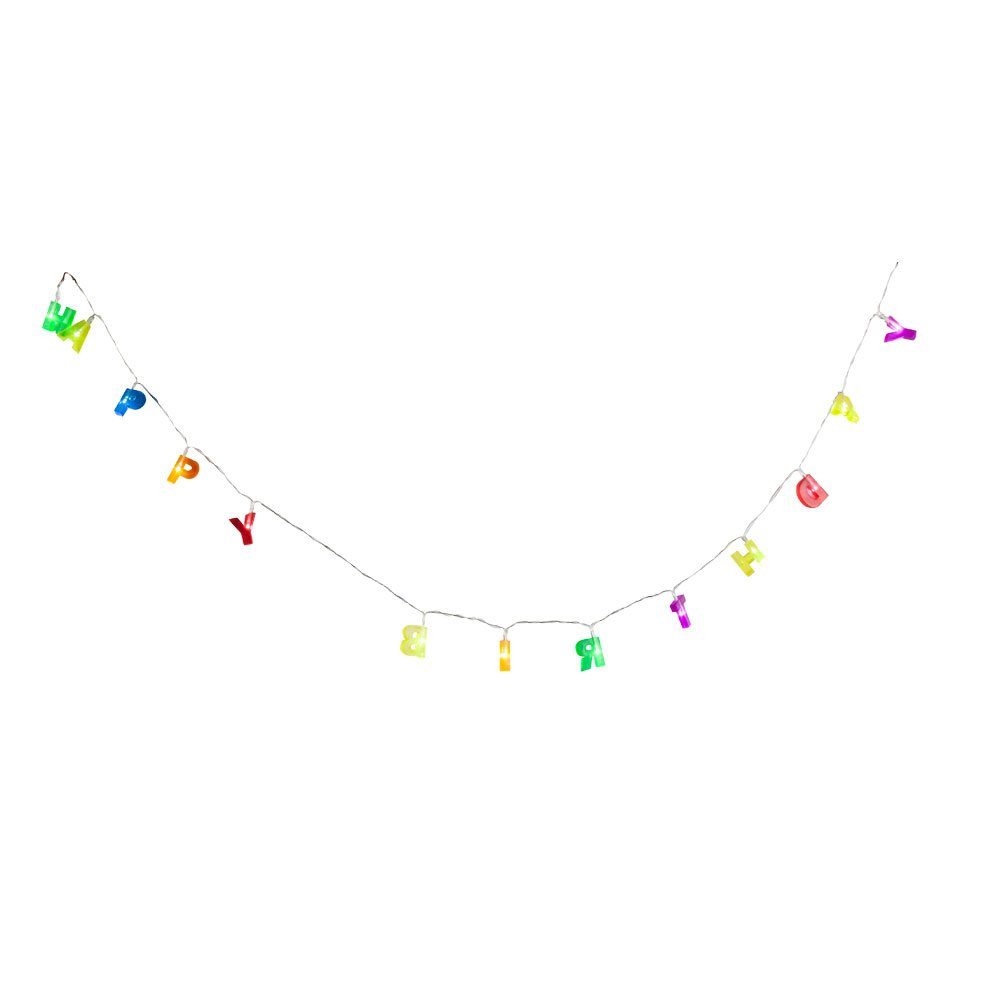 GLOBO LIGHTING Dekolicht, LED-Leuchtmittel fest verbaut, LED Lichterkette Geburtstags Hänge Lampe Batterie Party Leuchte Happy