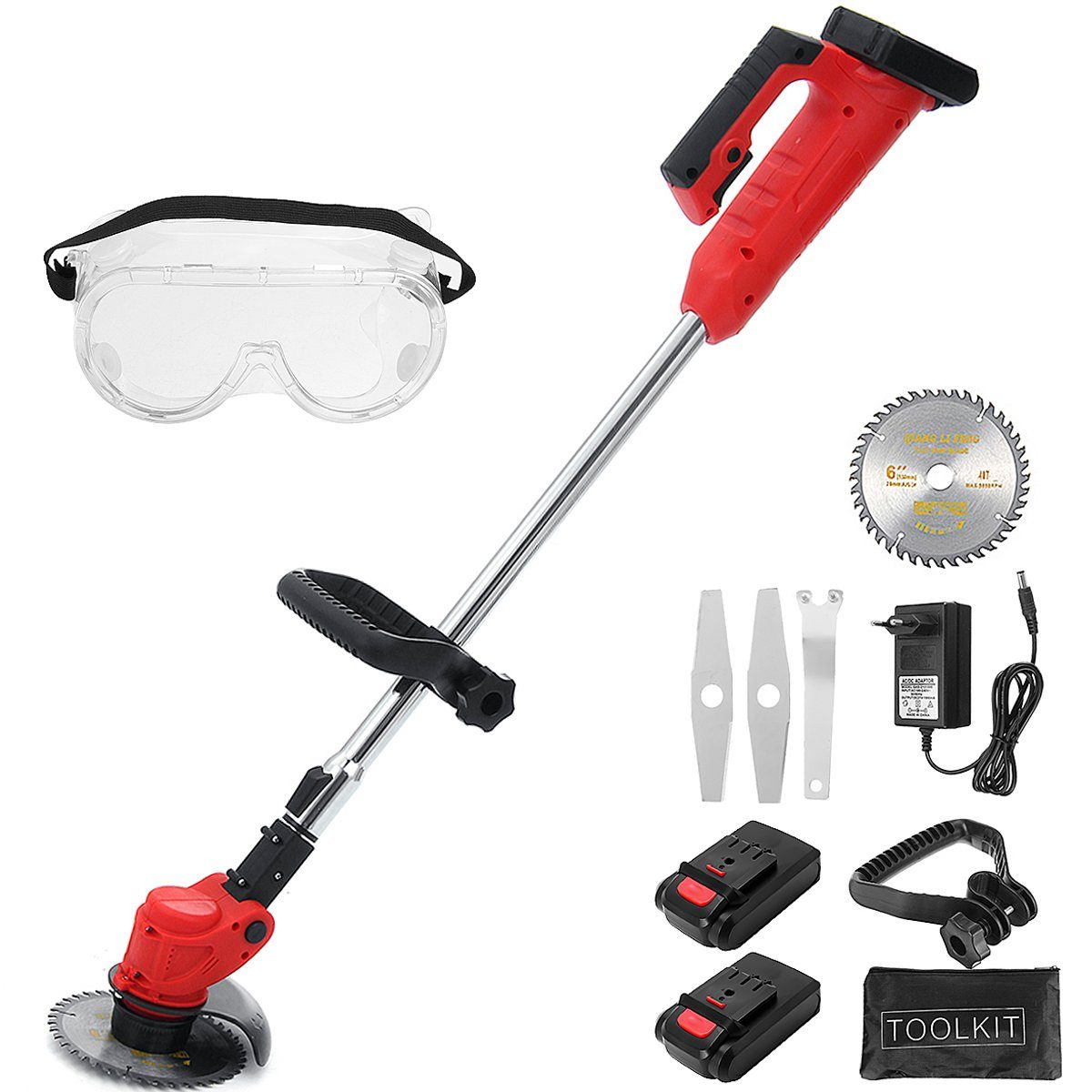 Insma Akku-Rasentrimmer, φ15cm mit 2x Akku, Ladegerät,3 Arten Schneidköpfen