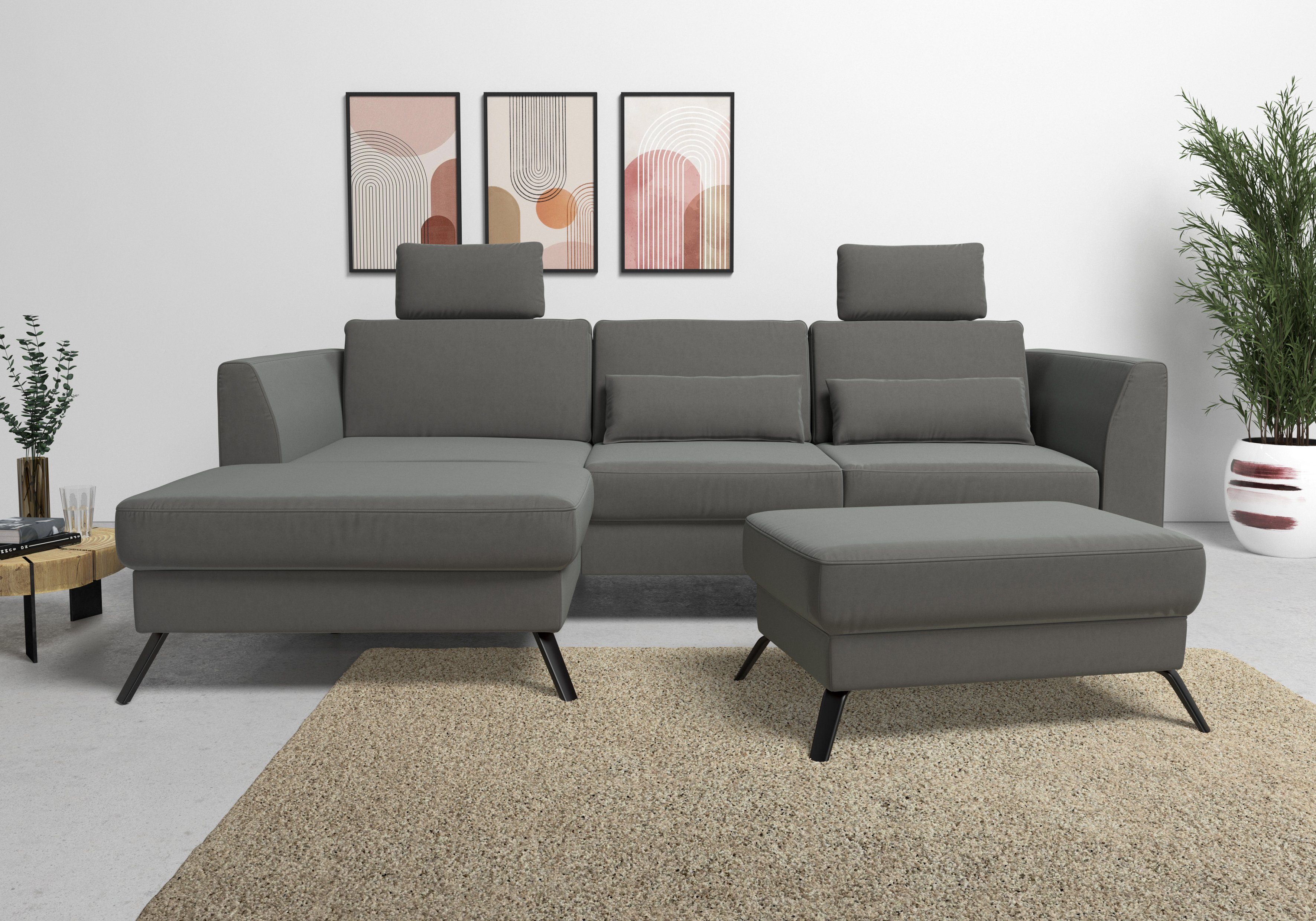 sit&more Ecksofa Olsen L-Form, inklusive Sitztiefenverstellung, optional Schlaffunktion, 15cm hoch