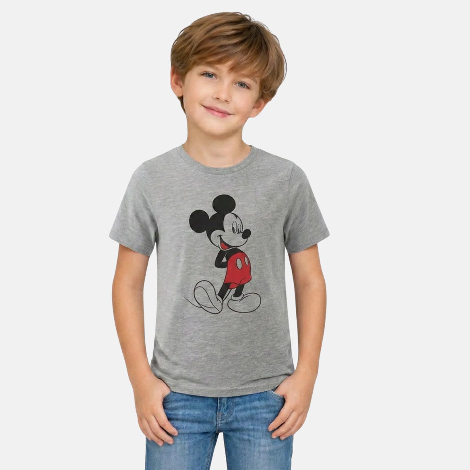 ONOMATO! T-Shirt Mickey Kinder Jungen Shirt in Grau 2er Pack – Bild 2 von 3