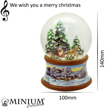 MINIUM-Collection Schneekugel Kutschfahrt Winterwald Sockel Winterlandschaft braun Spieluhr 10cm