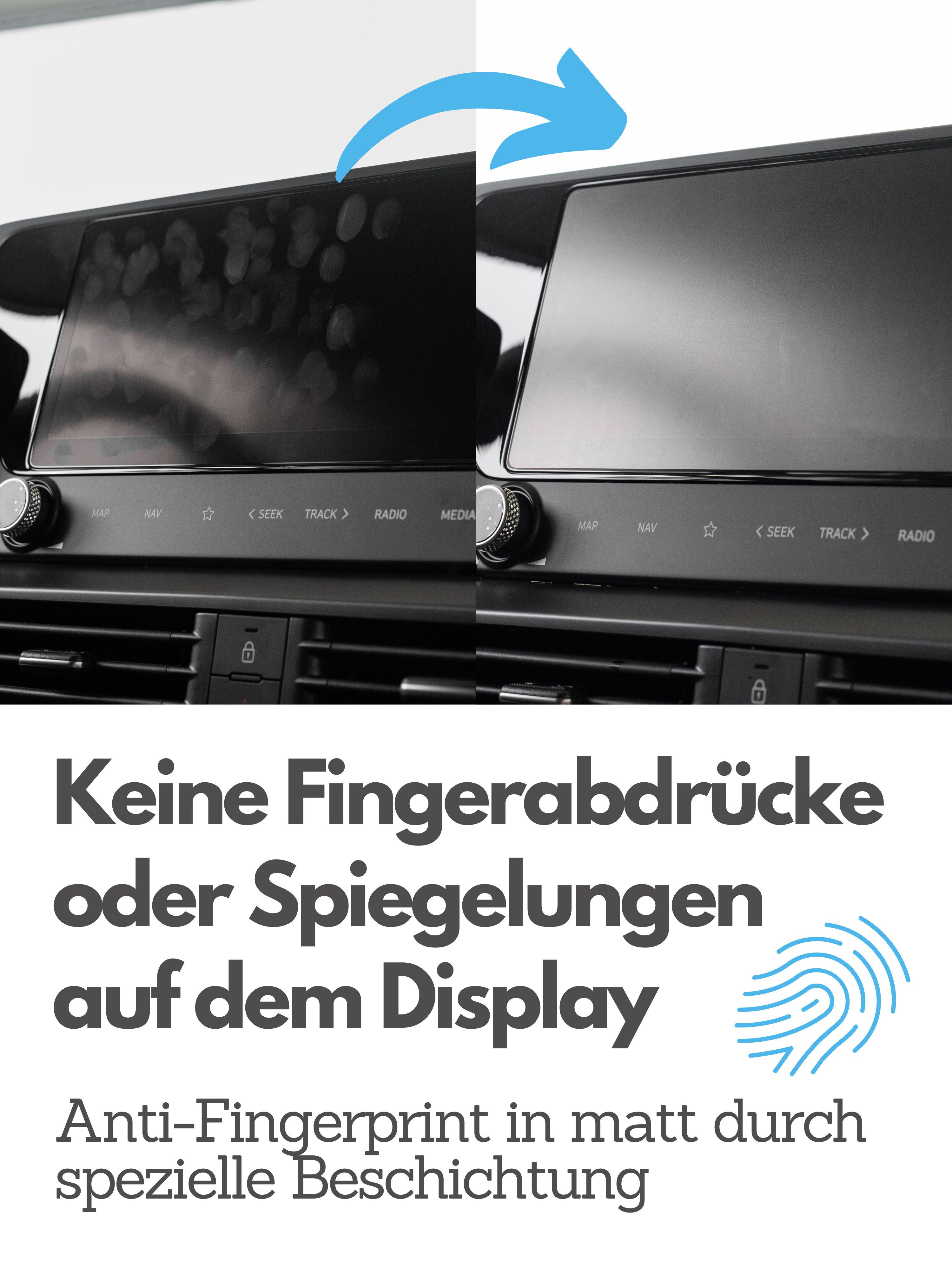 DISSKIN Displayschutzfolie DISSKIN Displayschutzfolie für Hyundai i20 / i20N 10,25Zoll ab 2024 für I20 Entertainment System, 1 Stück, Anti-Fingerabdruck-Beschichtung