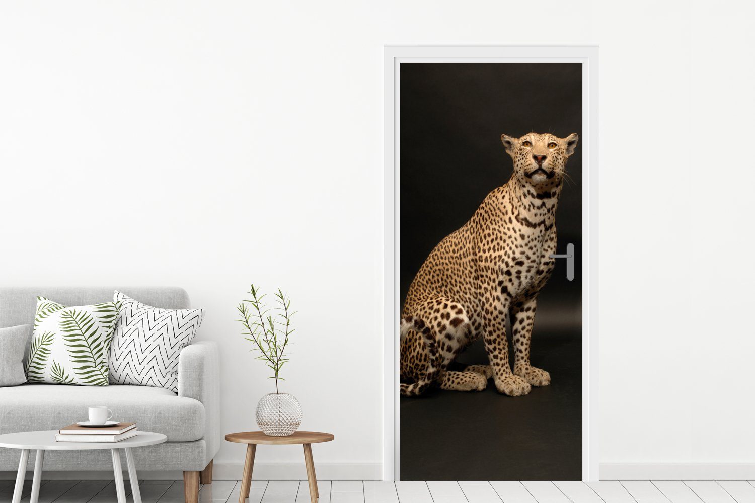 MuchoWow Türtapete Leopard bedruckt, cm Matt, Fototapete Tiere - Türaufkleber, - (1 St), Tür, für Fleck, 75x205