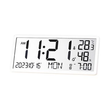 Welikera Wanduhr LCD Wanduhr,Multifunktionale Großbild Uhr mit Temperatur,Kalender