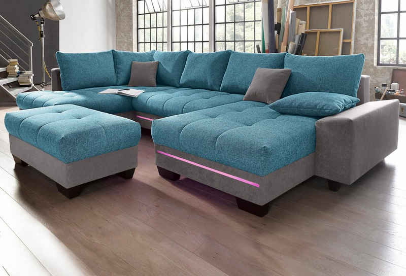 Mr. Couch Wohnlandschaft »Nikita«, wahlweise mit Kaltschaum (140kg Belastung/Sitz) und Bluetooth-Soundsystem, sowie RGB-LED-Beleuchtung