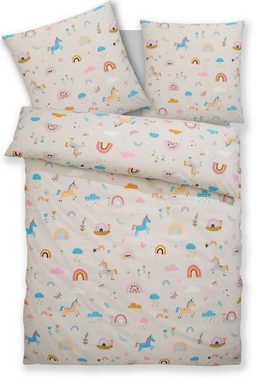 Kinderbettwäsche CUDDLEE, Lüttenhütt, Renforcé, 2 teilig, in vielen Designs verfügbar: Dino,Einhorn,Weltraum,Baustelle